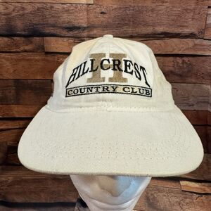 Hillcrest Country Club Hat Cap White Leather Strap Back Golf Embroidered Logo